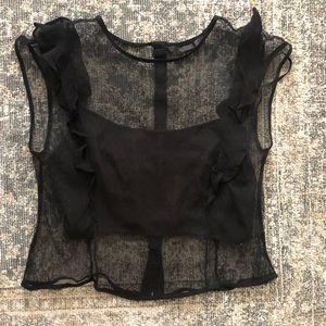Black crop lace top
